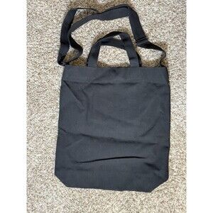 Black Canvas Tote Bag Shoulder Crossbody Bag Snap Closure Zipper Pocket NWOT New